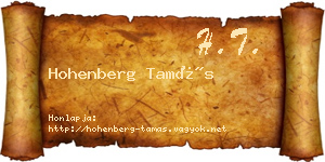 Hohenberg Tamás névjegykártya